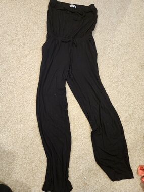 Michael Stars Black Strapless Jumpsuit with Drawstring